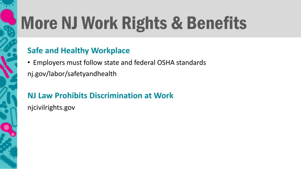 more nj work rights benefits