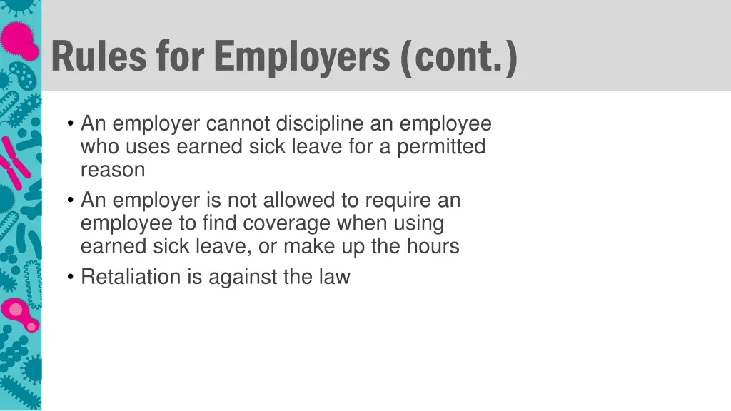 rules for employers cont