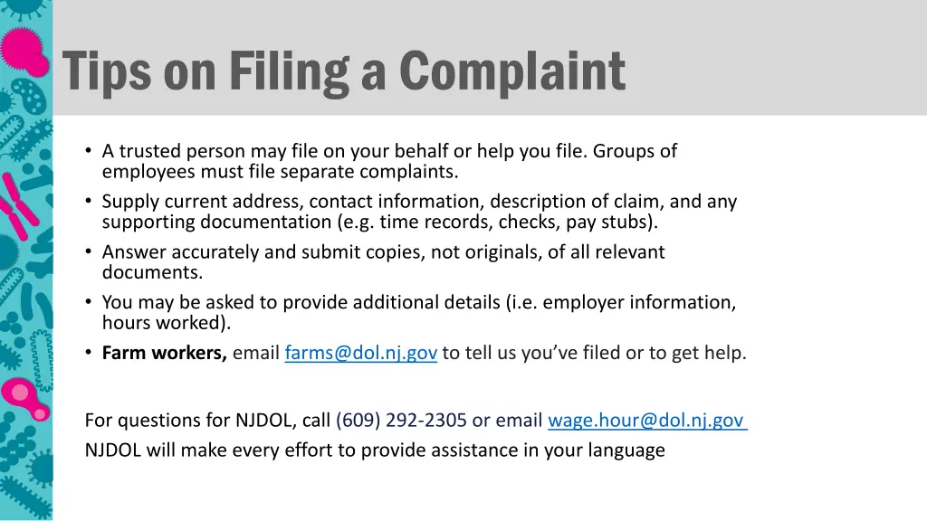 tips on filing a complaint