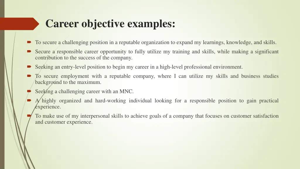 career objective examples