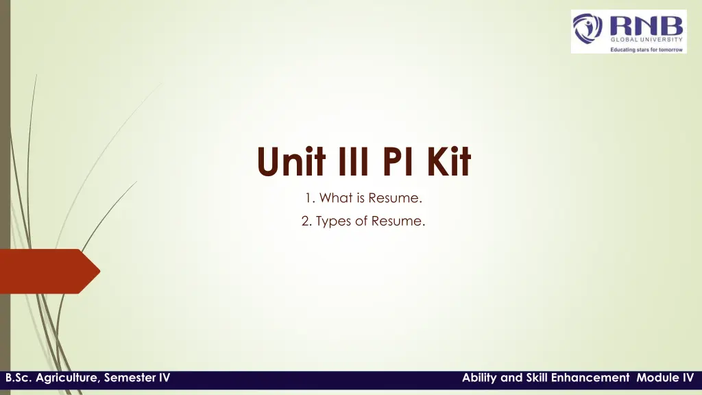 unit iii pi kit 1 what is resume