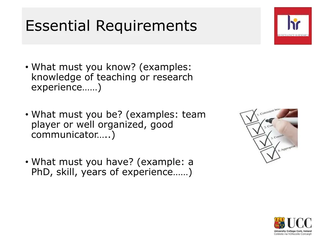 essential requirements