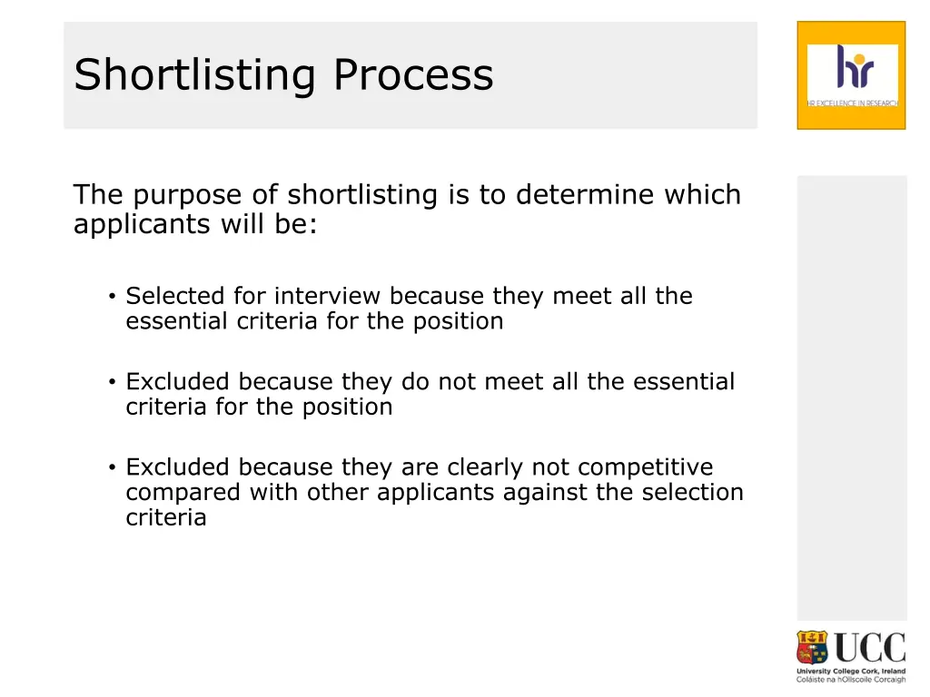 shortlisting process