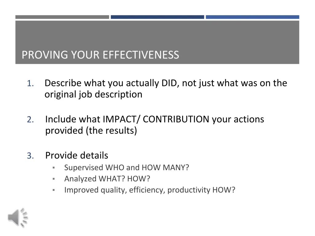 proving your effectiveness