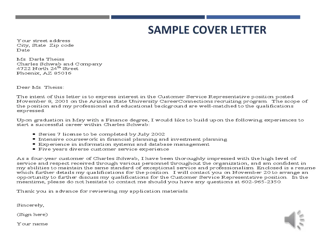 sample cover letter 1