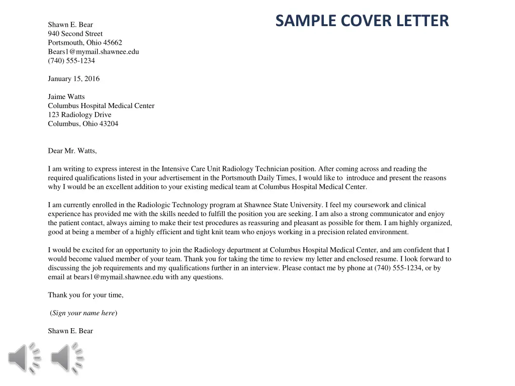 sample cover letter