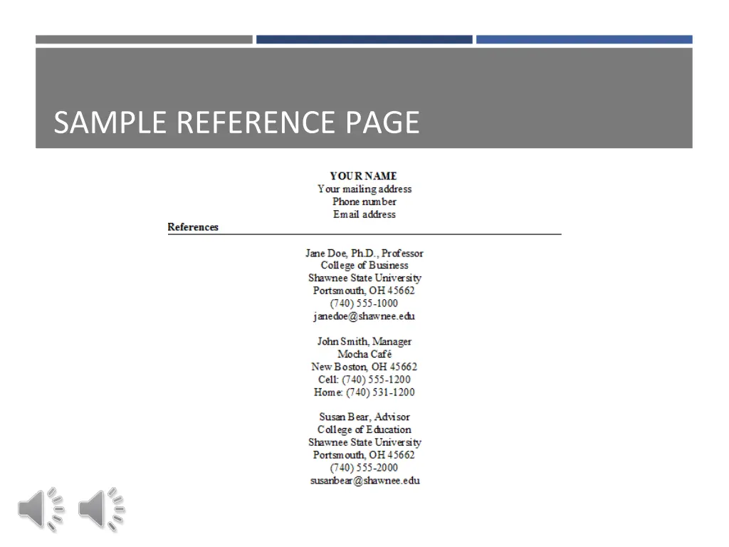 sample reference page