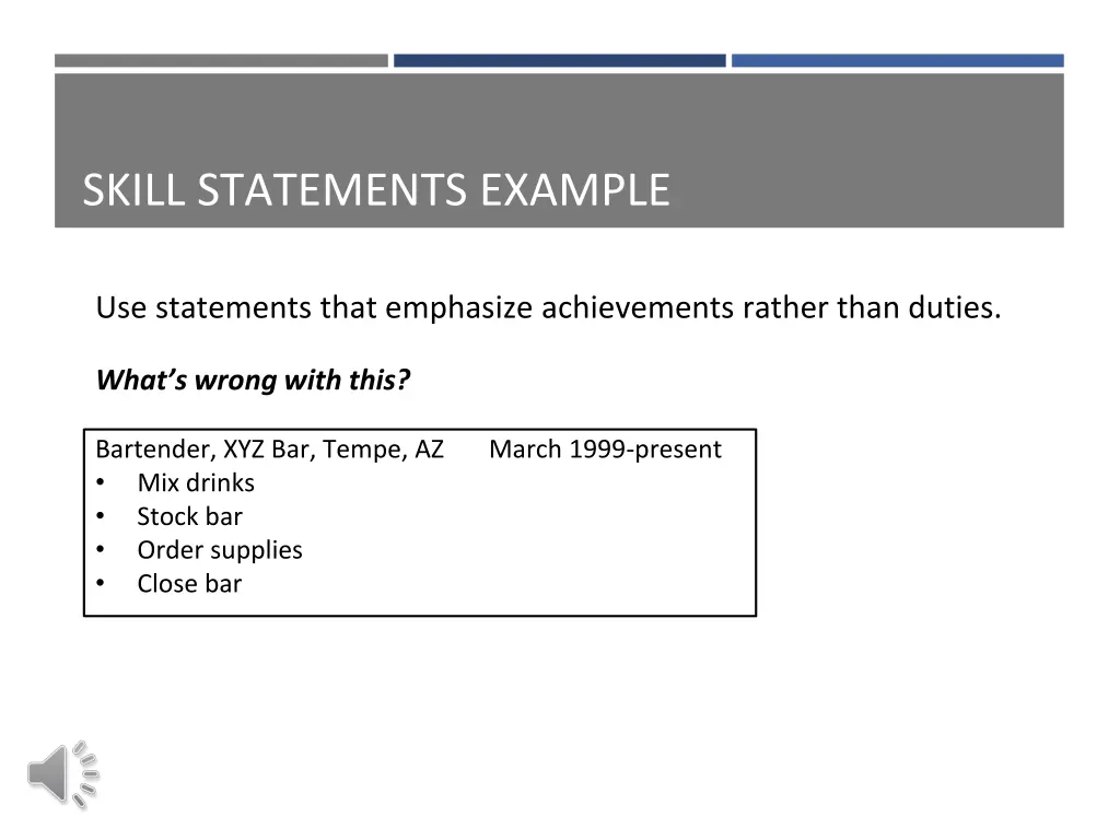 skill statements example