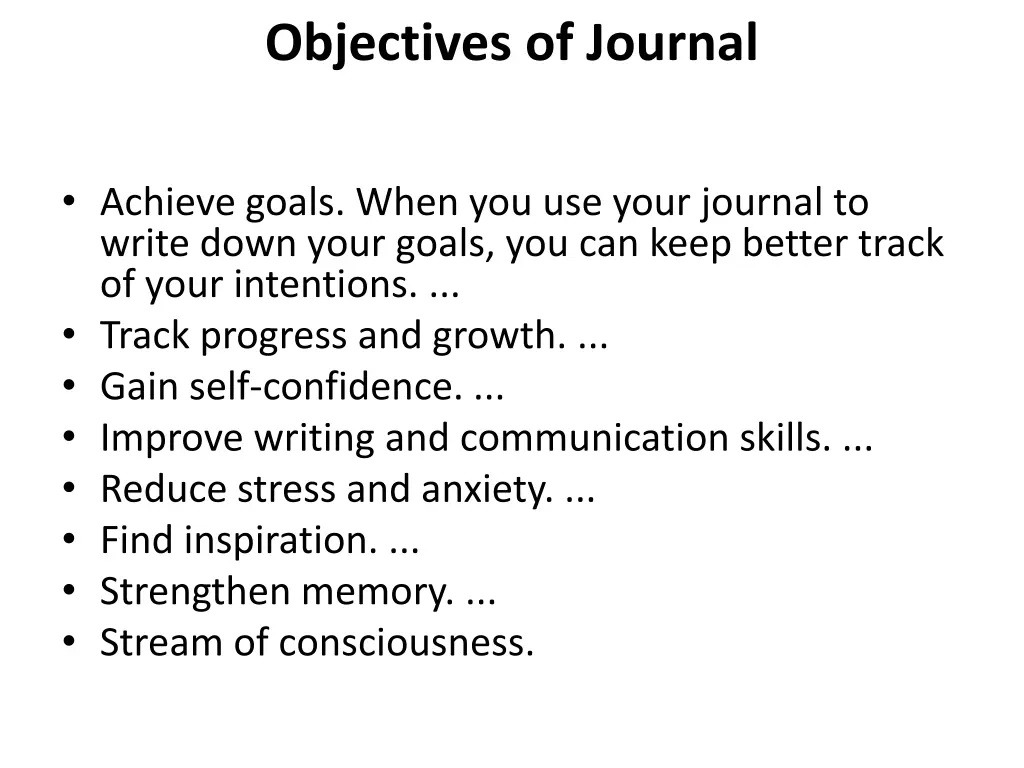 objectives of journal