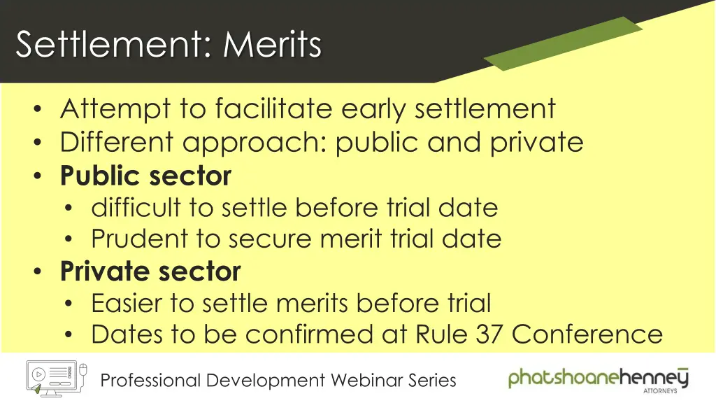 settlement merits