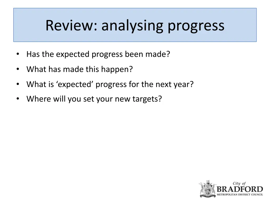 review analysing progress