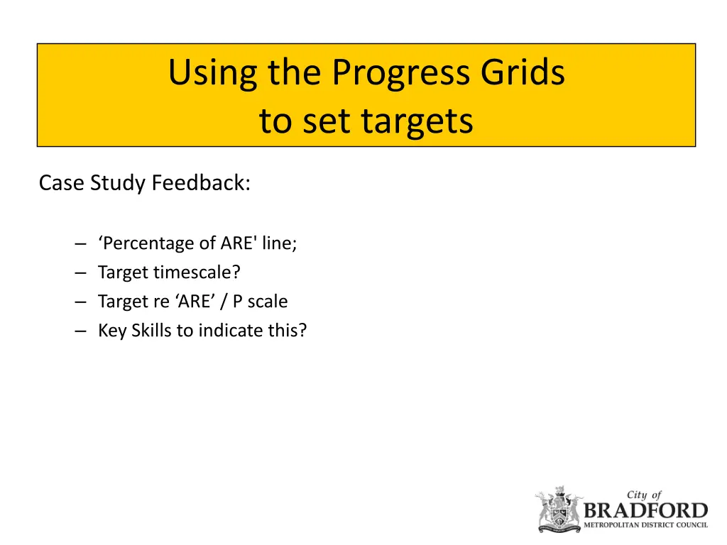 using the progress grids to set targets 1