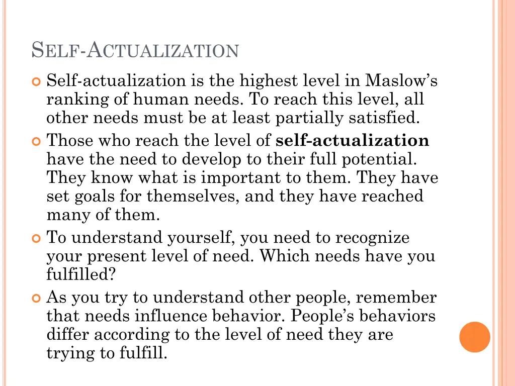 s elf a ctualization