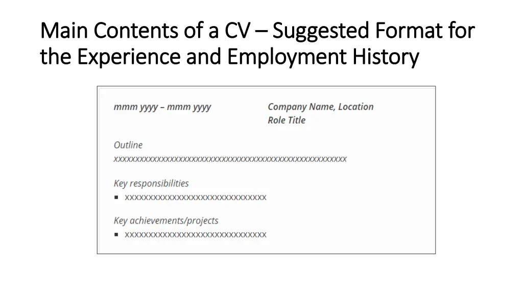 main contents of a cv main contents