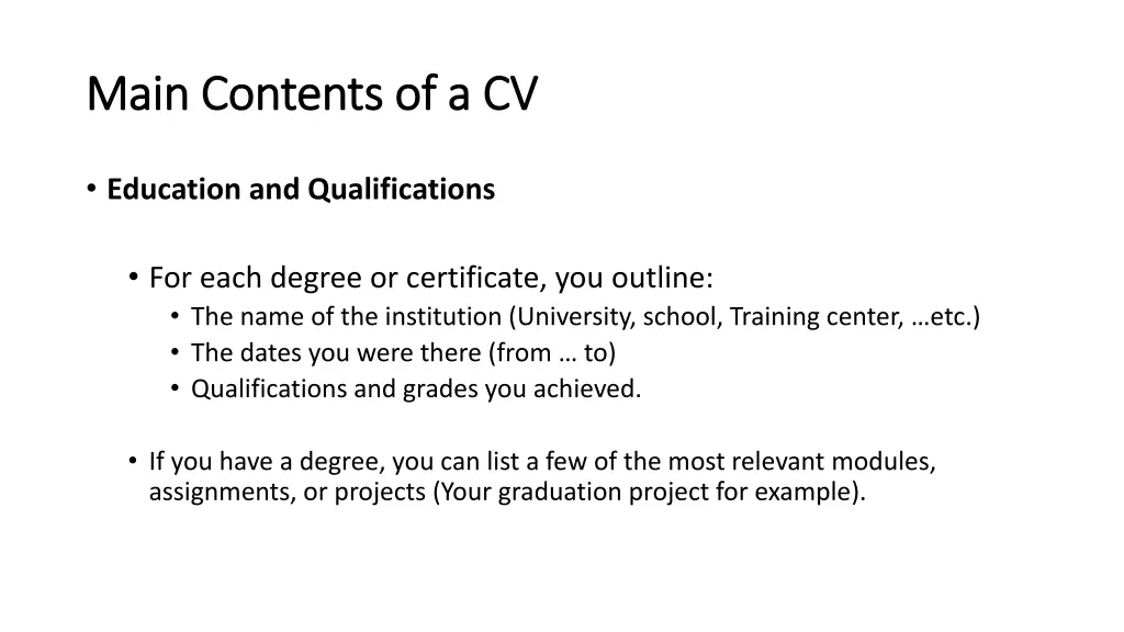 main contents of a cv main contents of a cv 7