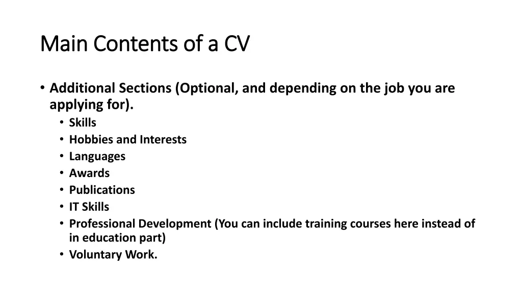 main contents of a cv main contents of a cv 8