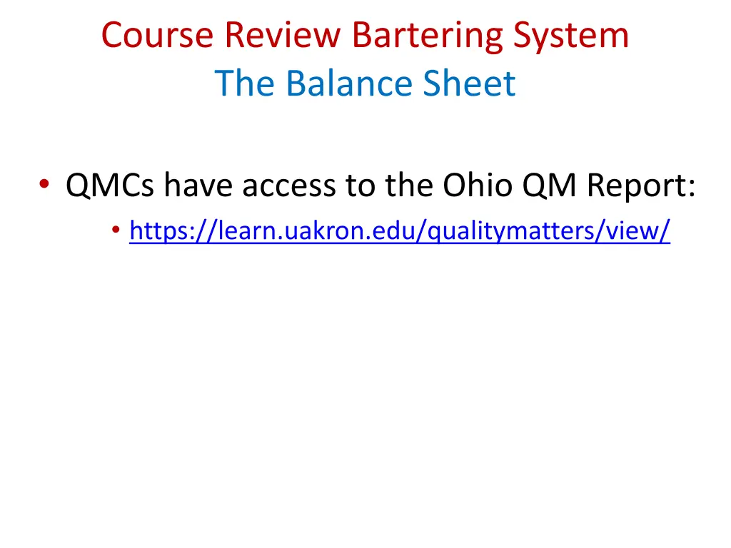 course review bartering system the balance sheet