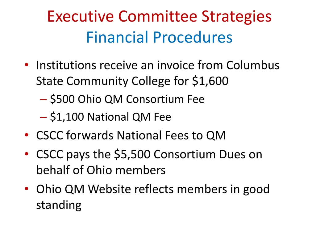 executive committee strategies financial