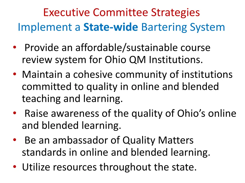 executive committee strategies implement a state