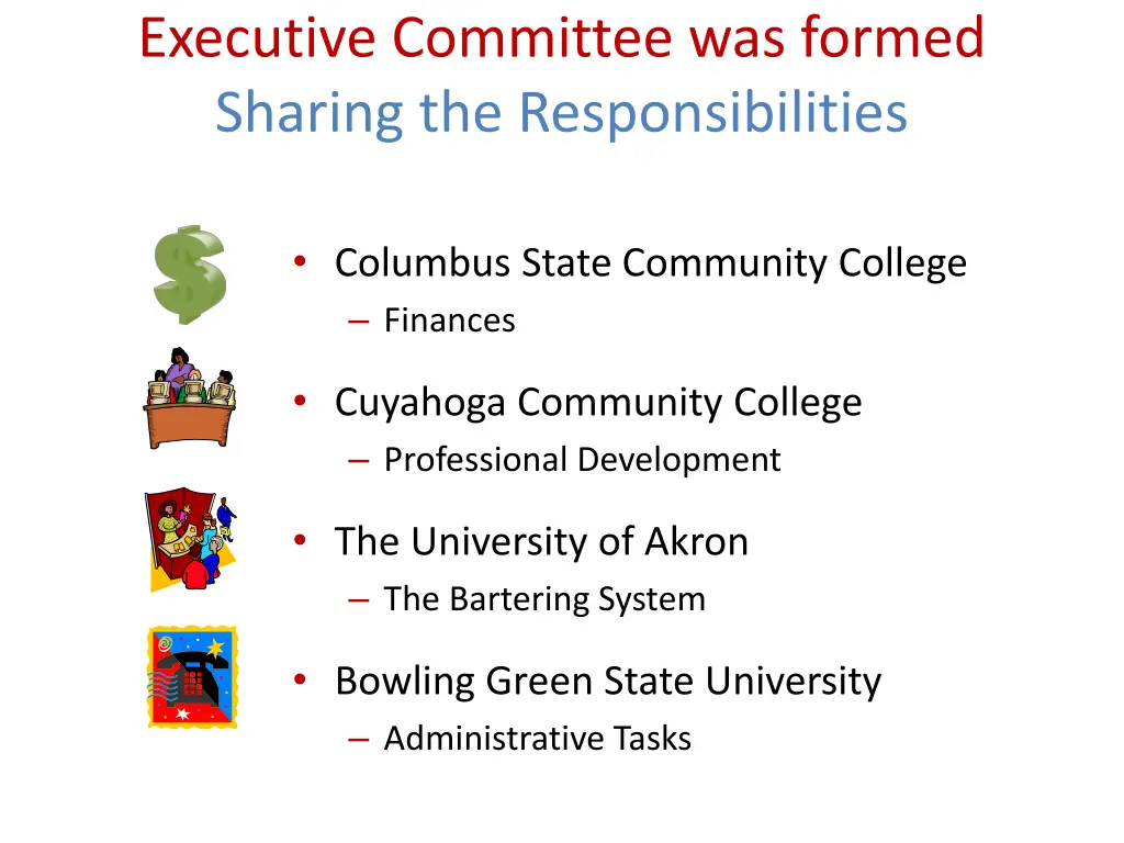 executive committee was formed sharing