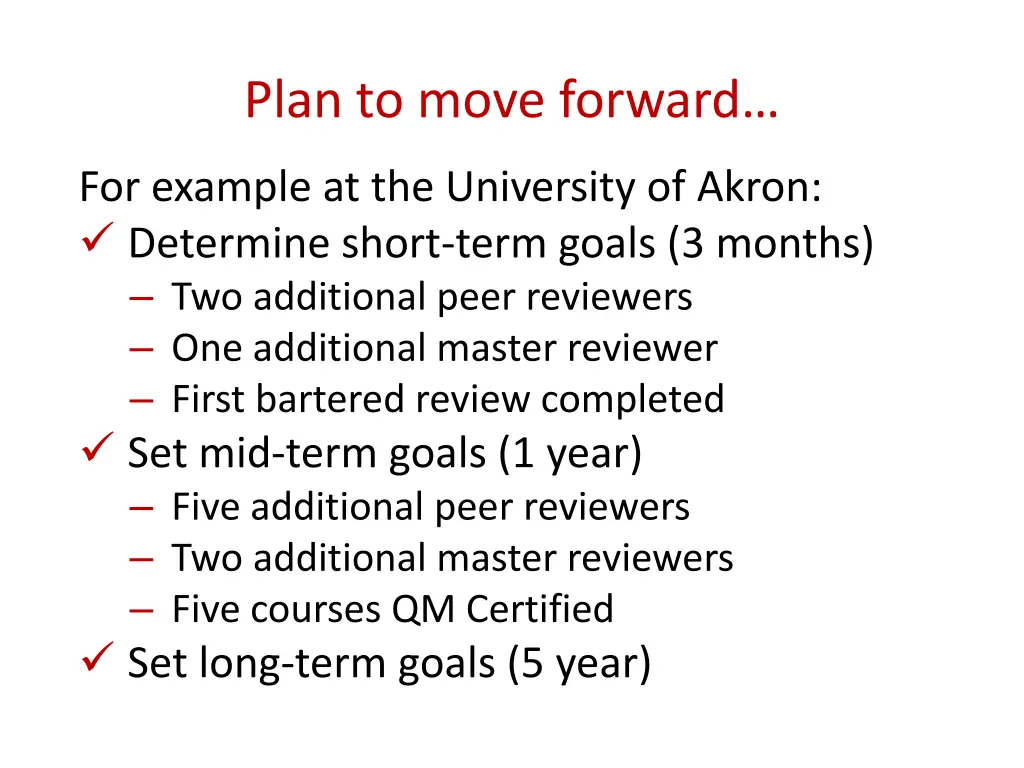 plan to move forward