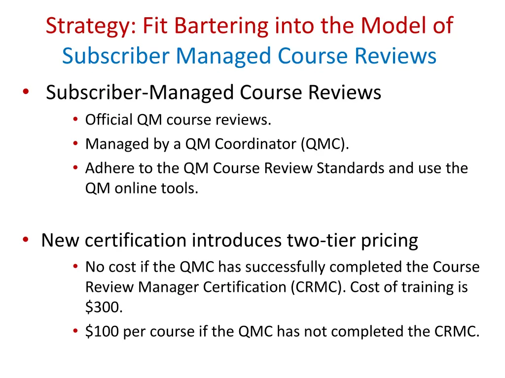 strategy fit bartering into the model