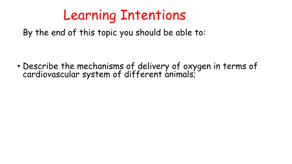 learning intentions by the end of this topic