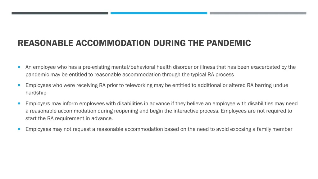 reasonable accommodation during the pandemic