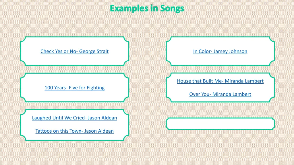 examples in songs