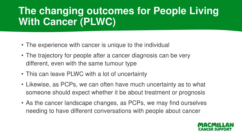 the changing outcomes for people living with