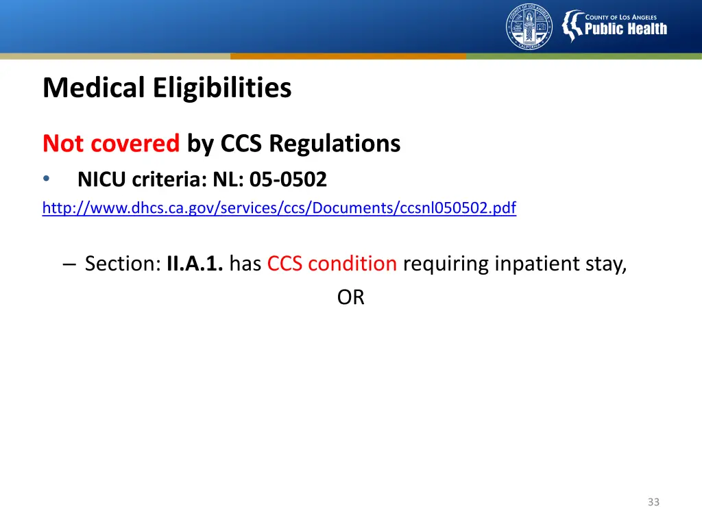 medical eligibilities