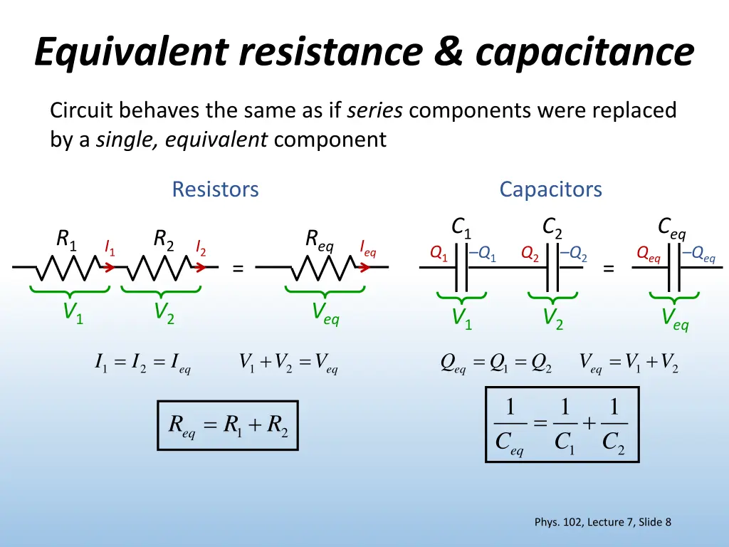 equivalent resistance capacitance