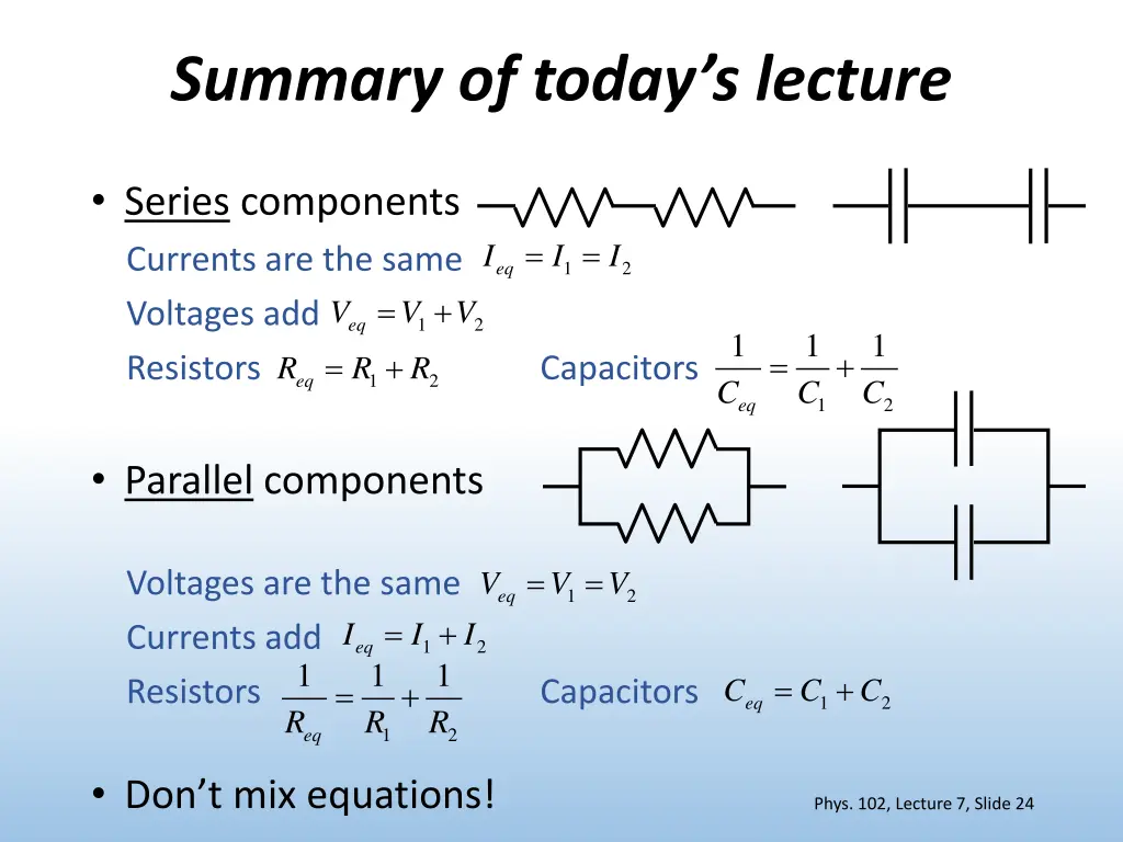 summary of today s lecture 1