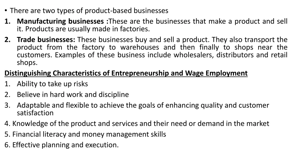 there are two types of product based businesses