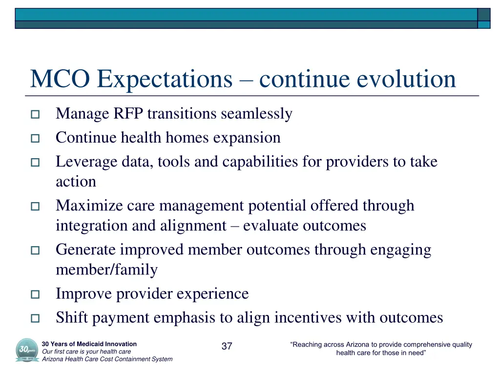 mco expectations continue evolution