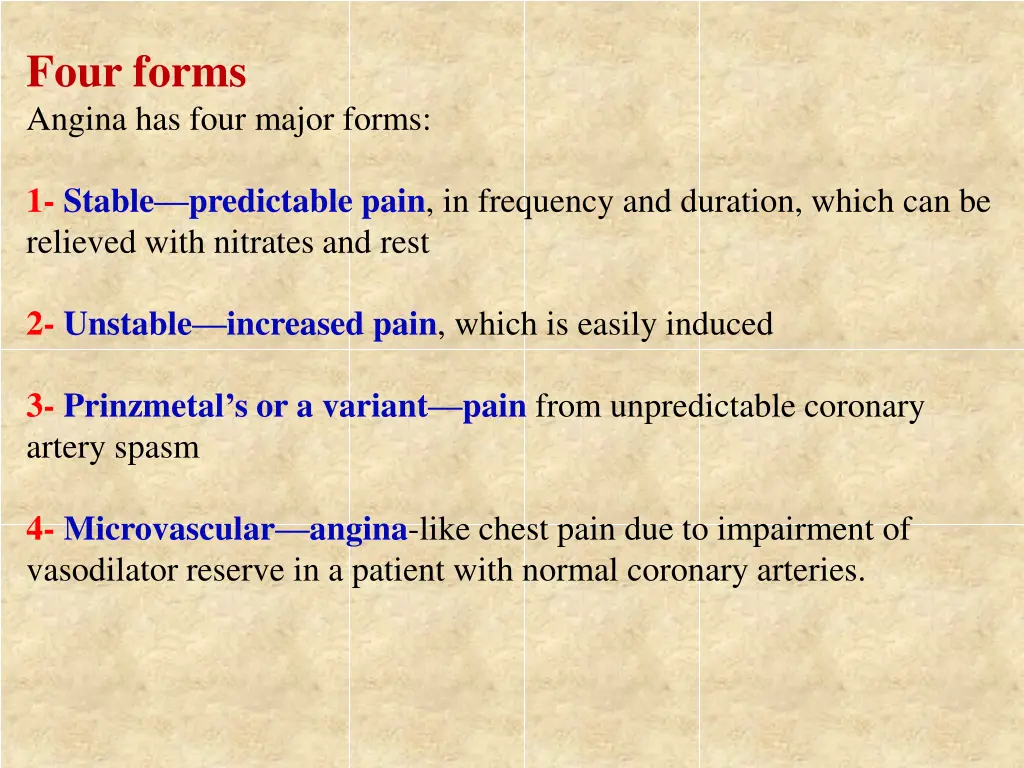 four forms angina has four major forms