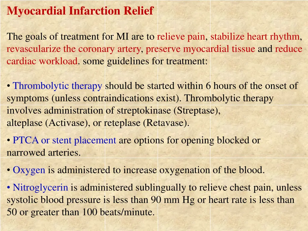 myocardial infarction relief