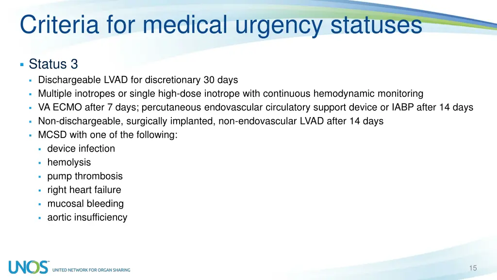 criteria for medical urgency statuses 1