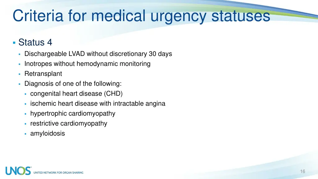 criteria for medical urgency statuses 2