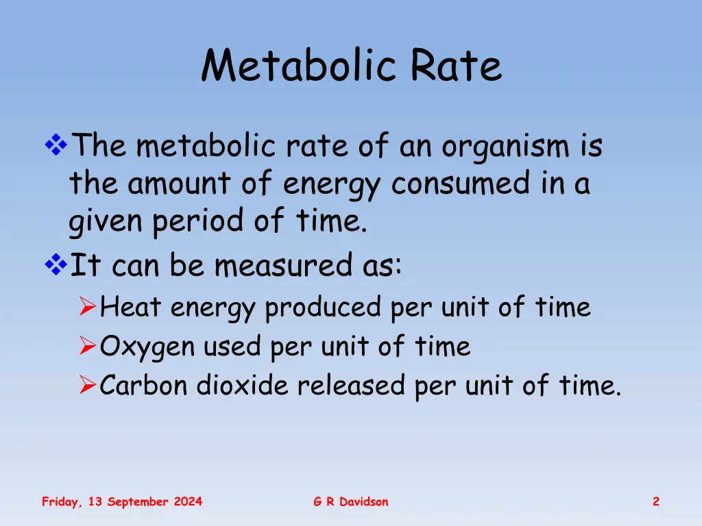 metabolic rate