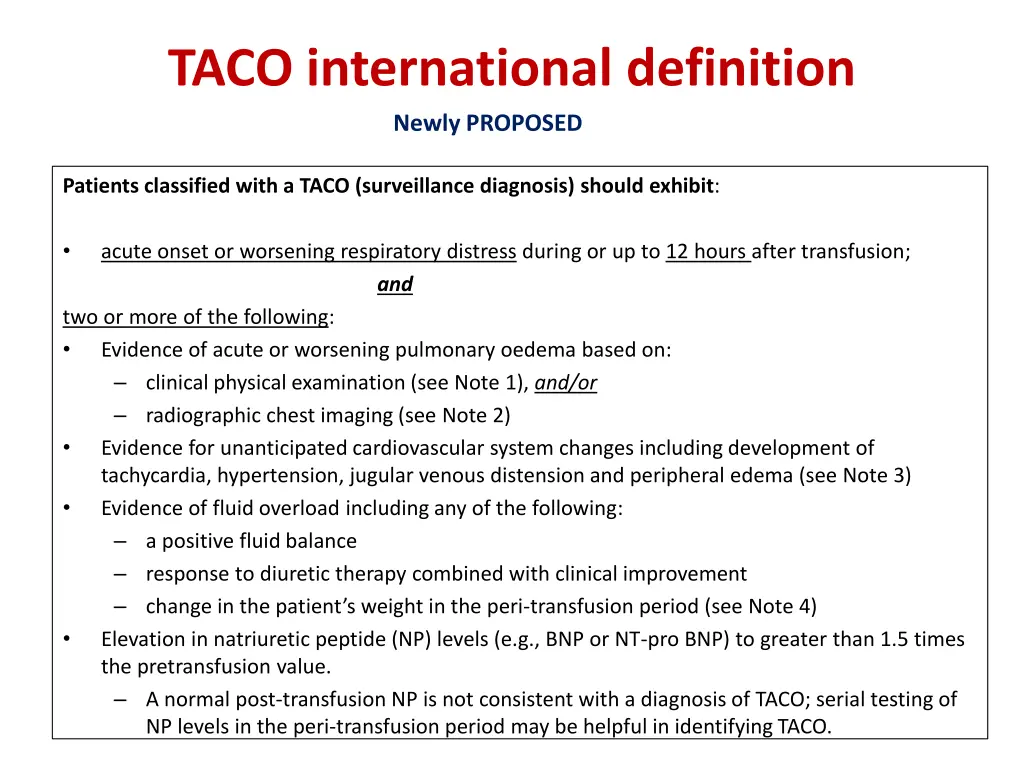 taco international definition newly proposed