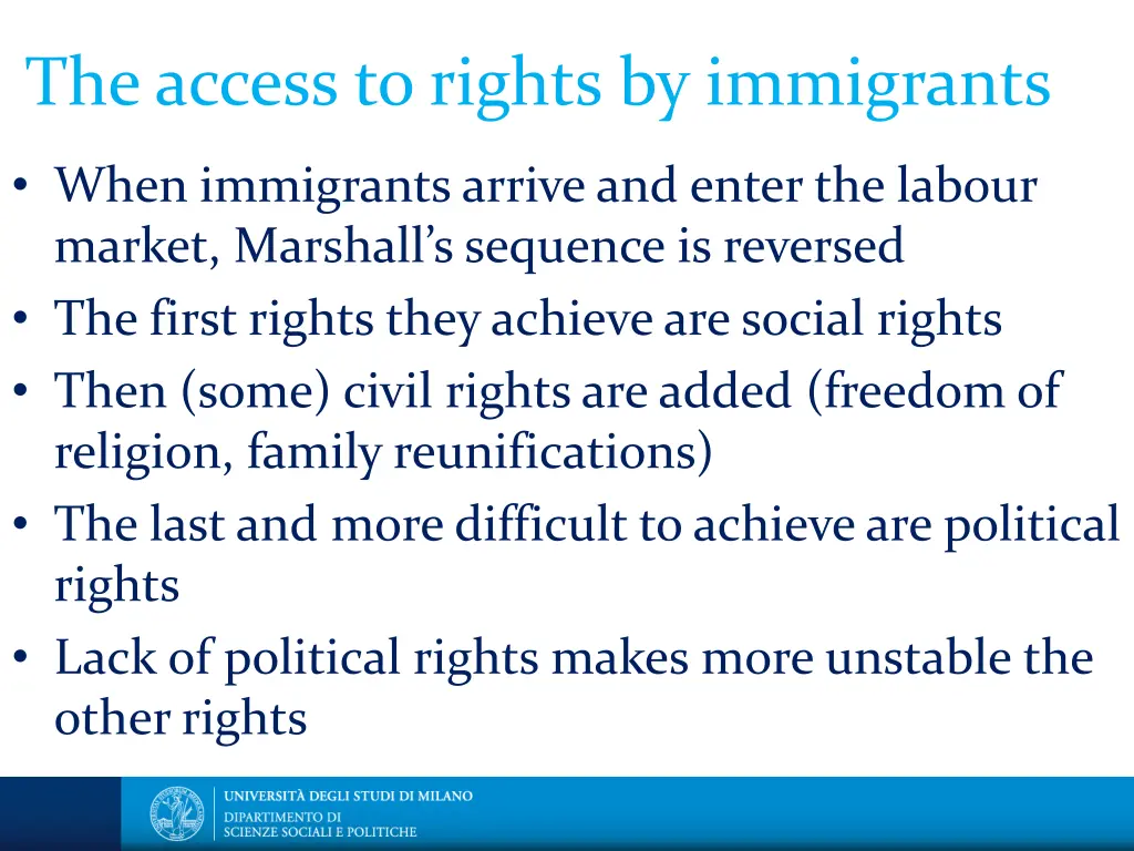 the access to rights by immigrants