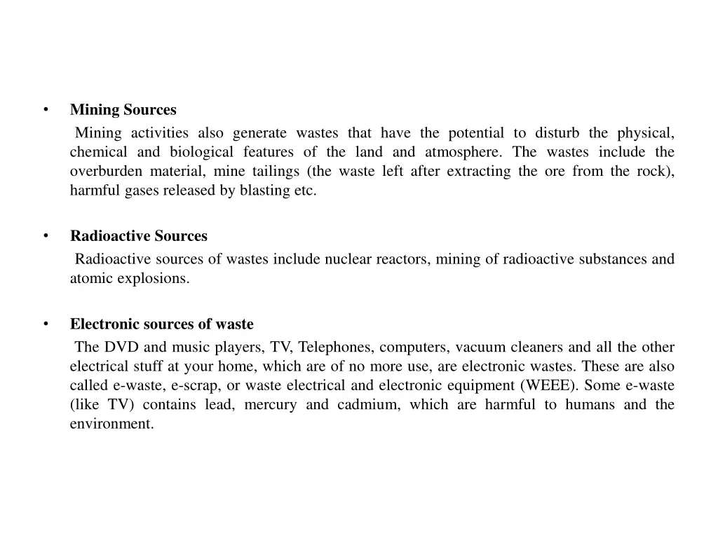 mining sources mining activities also generate