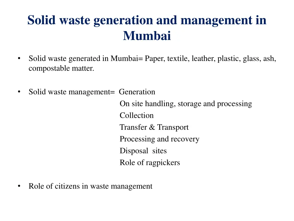 solid waste generation and management in mumbai