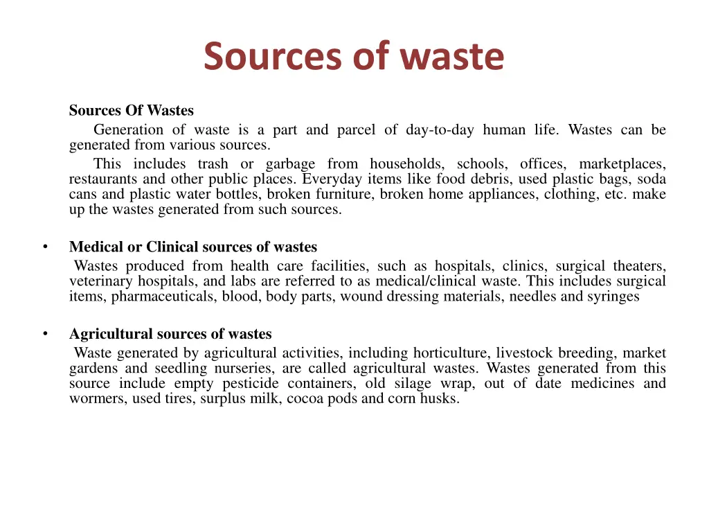 sources of waste