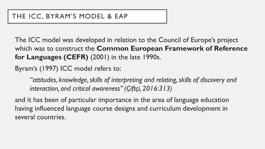 the icc byram s model eap