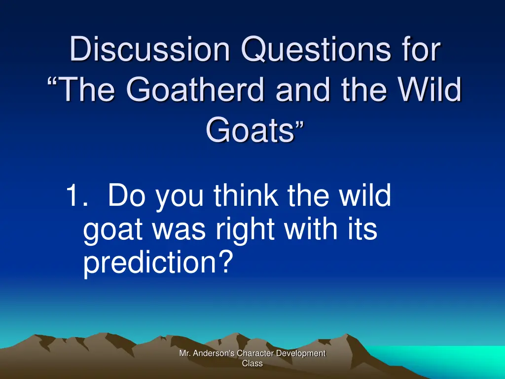 discussion questions for the goatherd