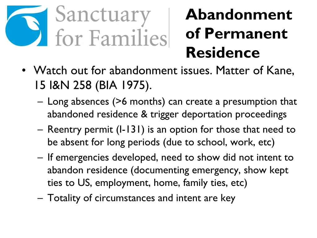 abandonment of permanent residence