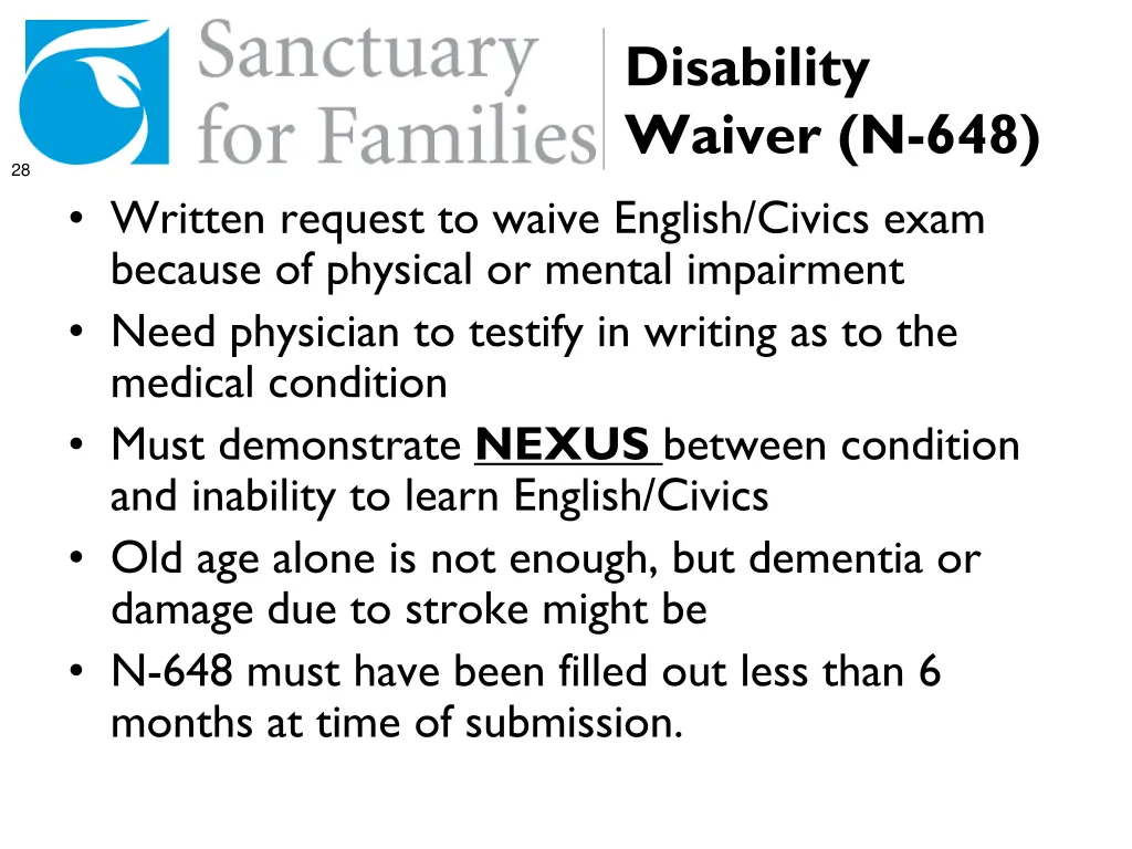 disability waiver n 648