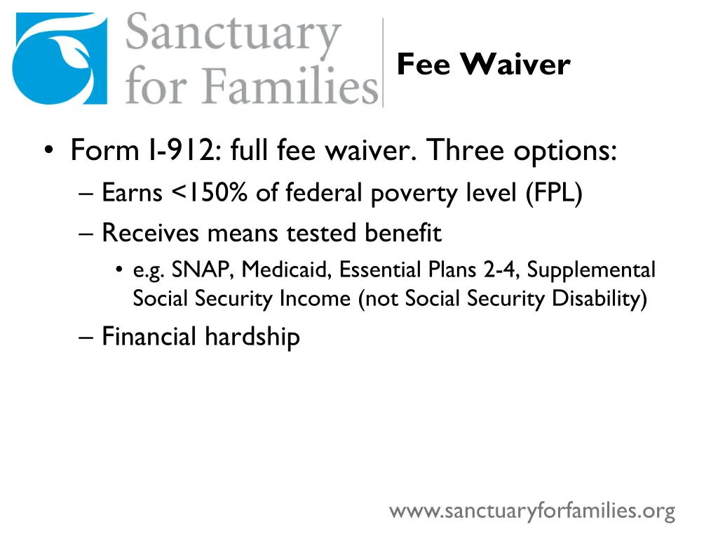 fee waiver